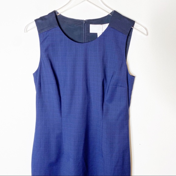 Hugo Boss Plaid Dristie Virgin Wool Blue Dress 4 - Picture 3 of 8